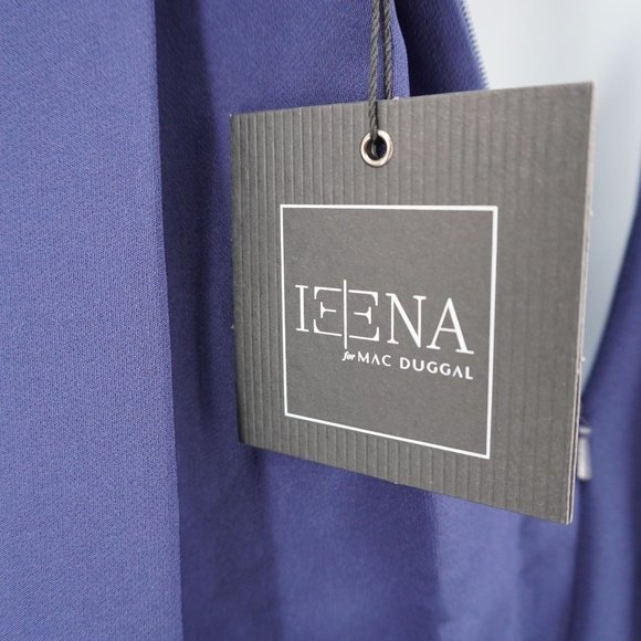 Mac Duggal Women's NWT Ieena Midnight Blue A-Line Rhinestone Waist Evening Gown - Picture 14 of 15